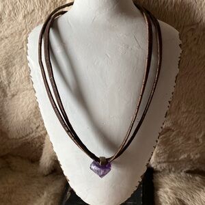 Hand Crafted Leather and Crystal Nexklace